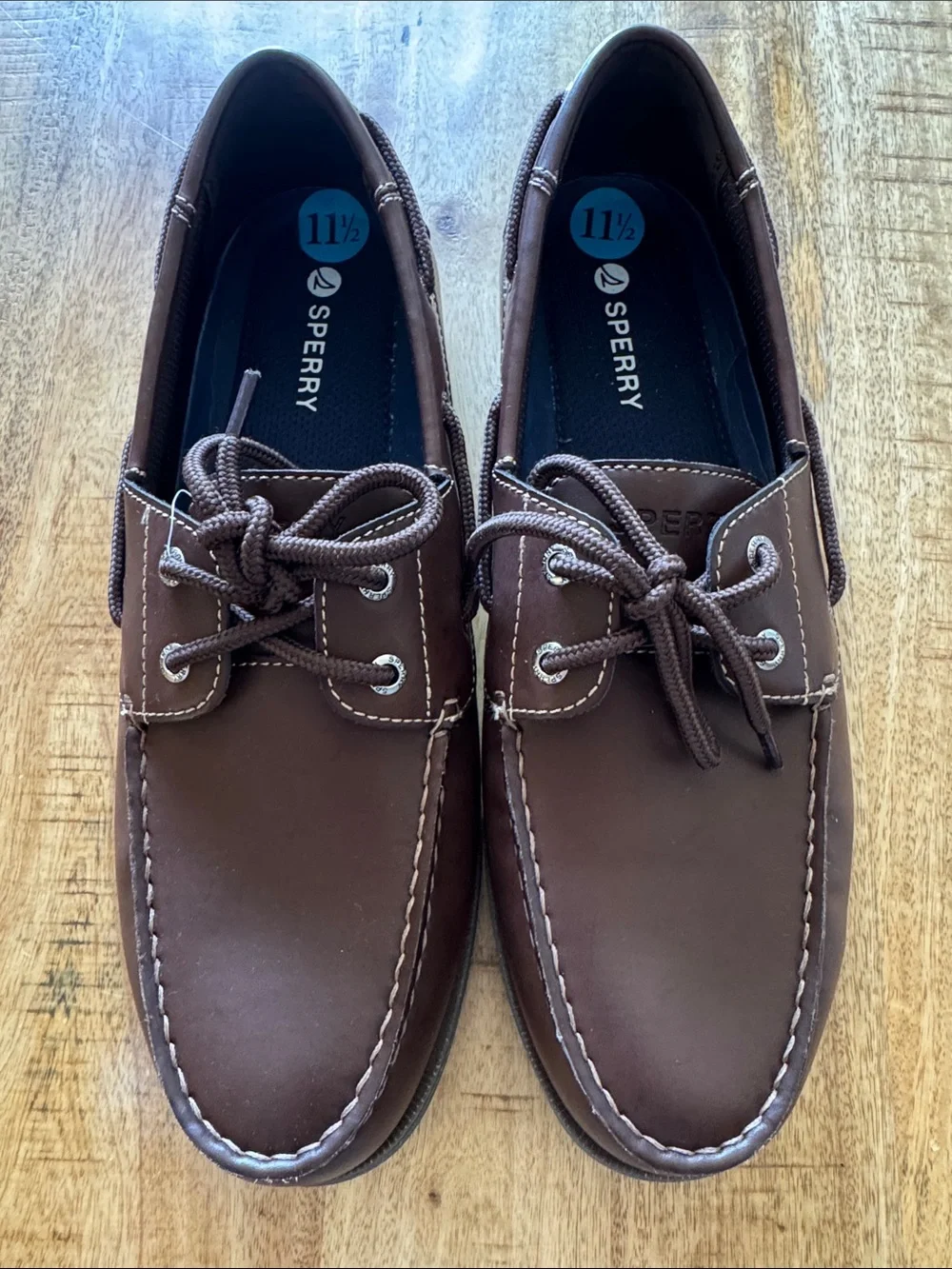 Sperry Brown Leather 2-Eye Boat Shoes LEEWARD Mens 11.5 NEW 11 1/2